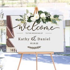 Personalised Wedding Welcome Entrance Sign Mirror Acrylic Wedding Guide Plaque