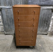 Mid Century Retro Vintage Tallboy Chest Of Drawers