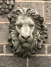 HUGE Life size Lions head wall hanging ornament sculpture ,concrete stone garden