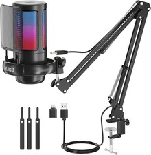 USB Microphone Computer Condenser PC PS4 MAC Microphone Gaming w/ Mic Tripod Kit