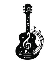 Guitar With Music Notes And
