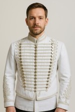Napoleonic White hussars jacket Military uniform Tunic Jimi Hendrix jacket