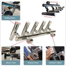 Fishing Console Boat T Top Rocket Launcher Stainless Steel 2"Clamp 5 Rod Holder