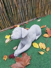 Stone Dog Garden Ornament Statue Lying Down Pet Memorial Gift Decor Lab Terrier