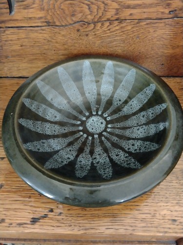Studio pottery bowl green - studio, bowl,