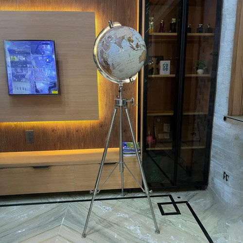 Large globe with - large, chrome