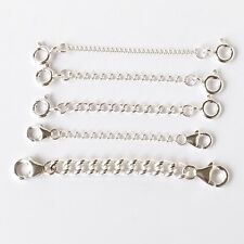 Sterling Silver Strong Curb Extender / Safety Chain 2 Clasps 1" to 4"