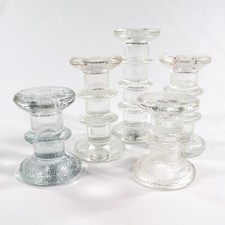 Vtg Timo Sarpaneva Iittala Festivo Glass Candle Stick Holders Set of 5 Finland