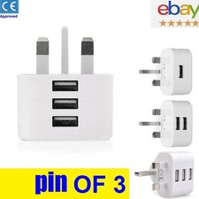 3Pin UK Mains Wall USB
