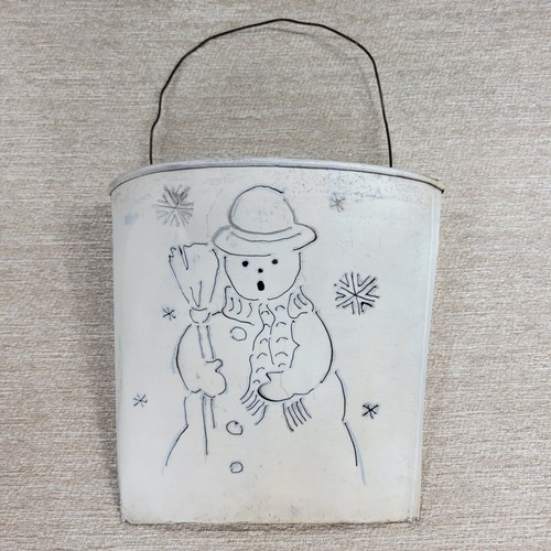 Snowman metal basket white - metal,