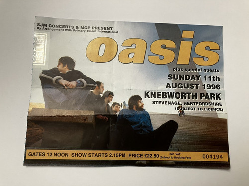 Oasis knebworth park ticket - oasis,