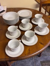 Rayware Vintage Bone China Tea Set (6) - White with Gold+ 6 side plates & Bowls 