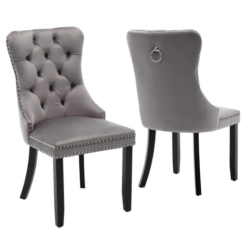 Pack grey velvet dining - of, 2