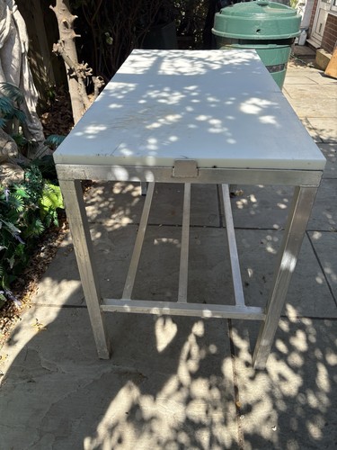White metal rectangular table - white,
