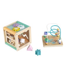 Wooden Activity Cube Toys,10 in 1 Montessori Toys,Baby Educational Learning Toy