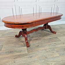 Antique Victorian Style Mahogany Coffee Table Ball Claw Carved Pedestal Legs