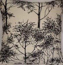 A 16 Inch Cushion Cover In Laura Ashley Silver Birch Charcoal Fabric