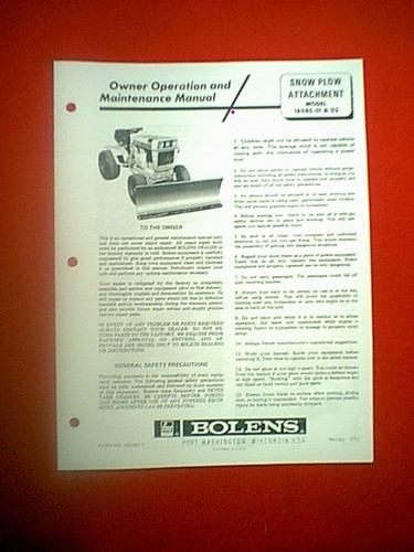 Bolens tractor snow plow - tractor,
