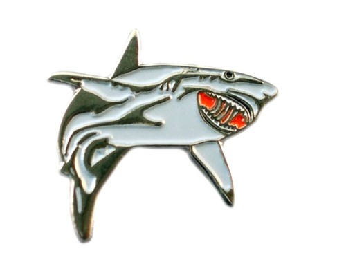 Great white shark metal - white, enamel