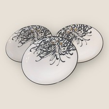 Denby Monsoon Chrysanthemum 3x Salad Plates 8.5” White Hardly Used Excellent