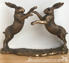 Boxing Hares ornament figurine Leonardo reflections bronzed range, gift boxed