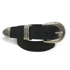 1.25" (32mm) South Western Style Buffalo Leather Belts - Black Size 26 - 60