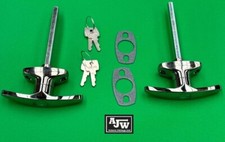 2 x Chrome T Handle Locking 44.5mm Horsebox Trailer Truck Catering Vehicle