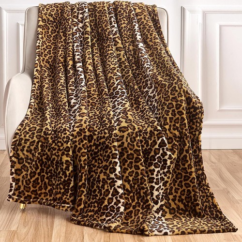 Brown leopard print fleece - brown,