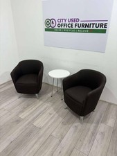 Tub Chair, Brown Fabric