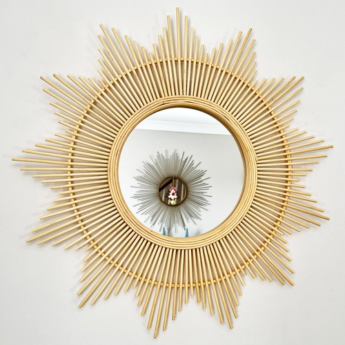 Bamboo sunburst wall mirror - bamboo,