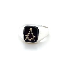 Limited Edition: Silver Craft Square & Compass Onyx Masonic Ring