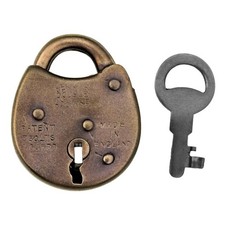 Vintage BRASS PADLOCK with Key ENGLISH c.1920's-1940's 1¾" - ref.P666