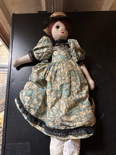 Antique doll wooden face - doll,
