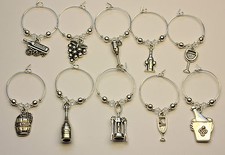 10 Wine Glass Charm Rings WINE LOVERS made with Preciosa Crystal Party Wedding