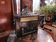 BLACK POST BOX, LETTERS, MAIL. Metal, Wall Mounted, Vintage Style. Nice Quality