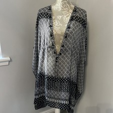 Marks and Spencer Women's Tunic Top Cover Up Black & White Pattern With Gems