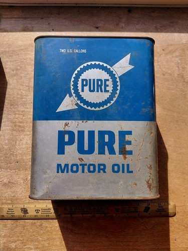 Vintage pure motor oil can - vintage,