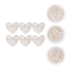  6 Pcs Wicker Hearts for Hanging White Rattan Decor Decorative Centerpieces