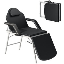 HOMCOM 3 Section Adjustable Massage Table, Beauty Bed for Spa, Lash, Black
