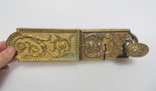 Victorian brass door rim - rim, lock