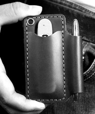 Men Waist belt Bag cow Leather pack tool knife pen case Holder Pouch black W206