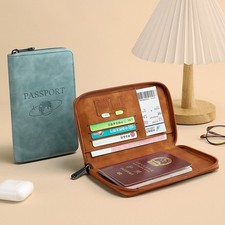 RFID Blocking Passport Holder Pu Leather Travel Wallet Passport Cover