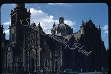 Mexico City Metropolitan Cathedral Car 35mm Slide 1950s Red Border Kodachrome