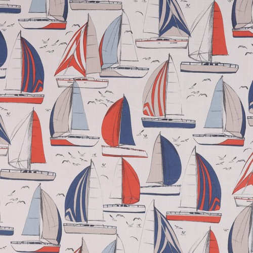 Sail boats red 160cm fabric - 160cm,