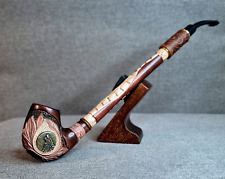 Long Stem Churchwarden Pipe WOLF Handmade Wooden Smoking Tobacco Pipe