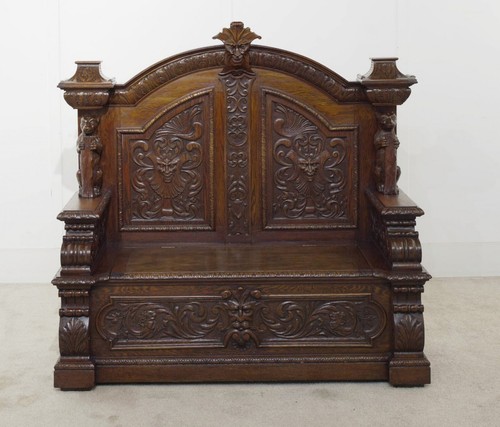 Italian carved hall bench - italian,