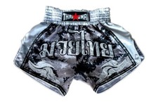 Muay Thai Kickboxing Shorts Camouflage Grey Mma K1 UFC Costume Gym Embroidery