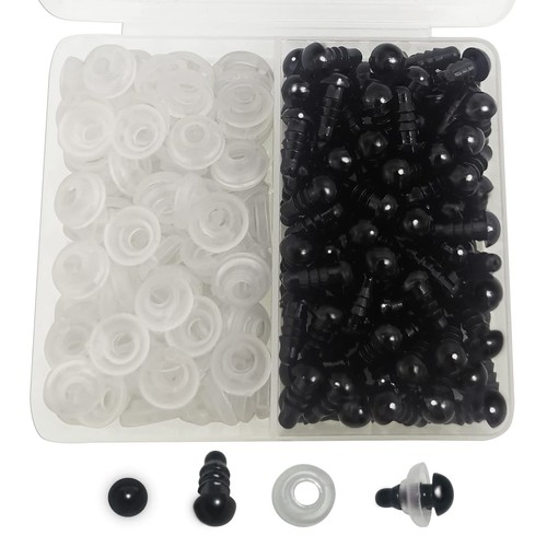 6mm black plastic safety eyes - black,