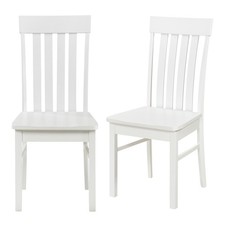 Rustic Farmhouse Kitchen Side Chairs Dining Chairs Set of 2-White
