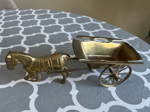 Vintage brass horse - brass, cart